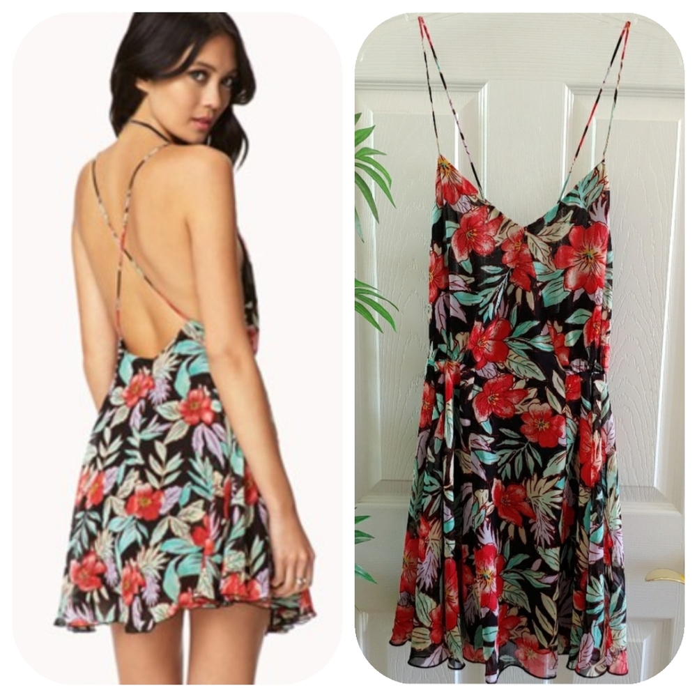 Forever 21 Tropical Hawaiian Floral Backless Dress